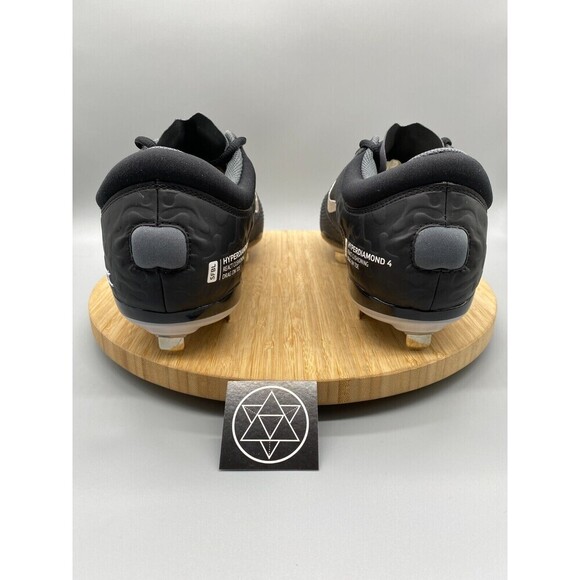 Nike Softball Cleats Womens 12 Hyperdiamond 4 Elite Black White Shoe CZ5917-005 - Picture 4 of 16